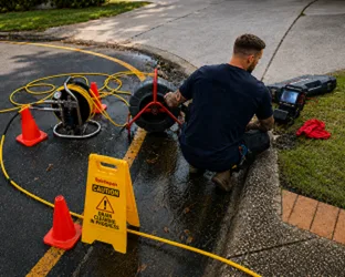On-site drain inspection at a Winston Hills property