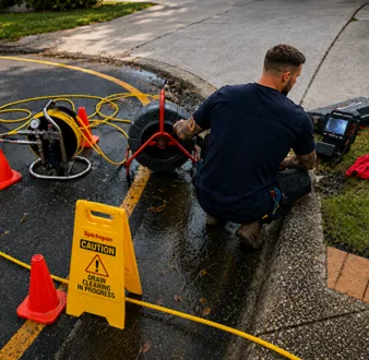 Burst drain pipe being repaired in Winston Hills